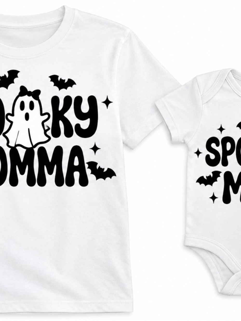 White 'Spooky Momma' Kids Halloween Tee